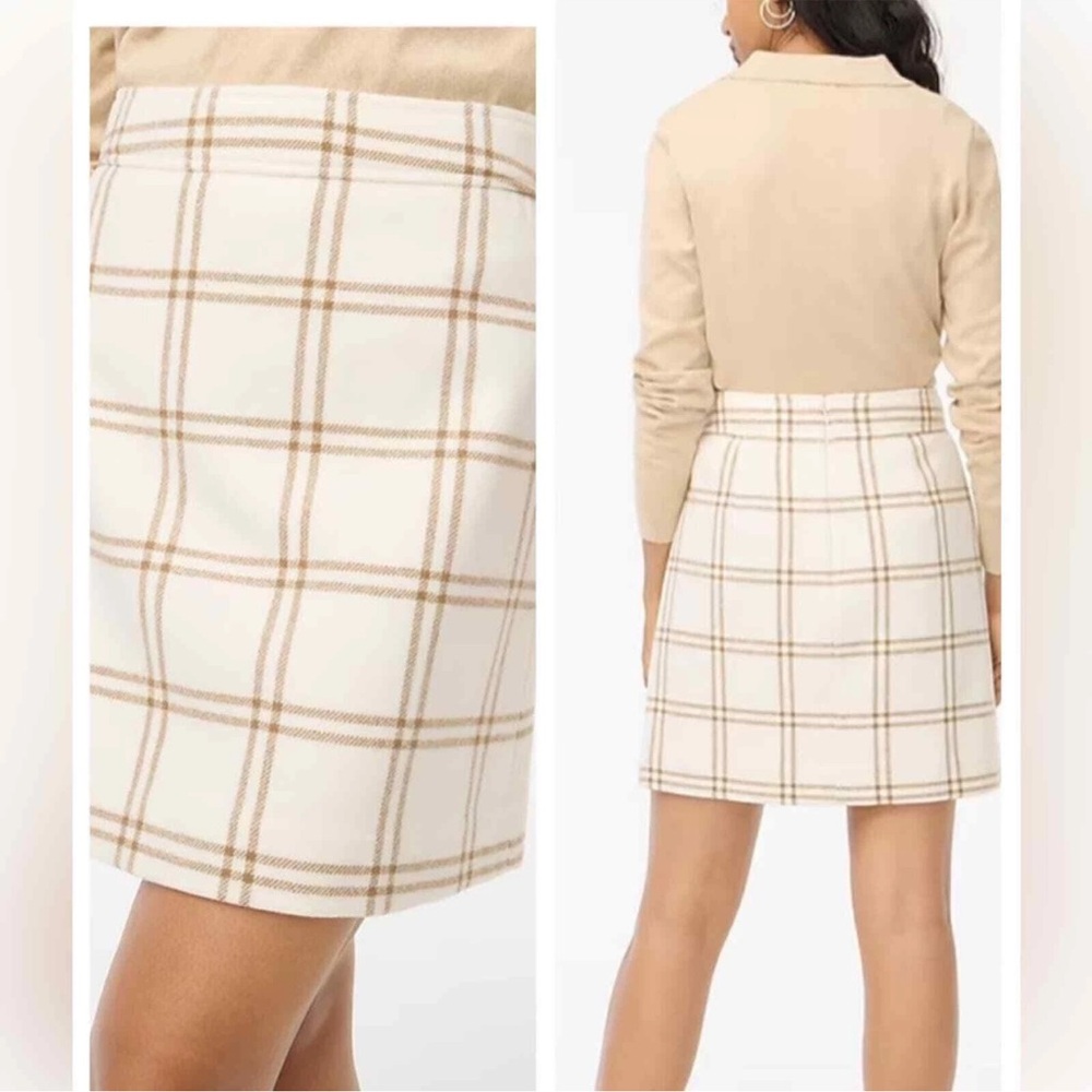 J. Crew Cream and Brown A-Line Mini Skirt